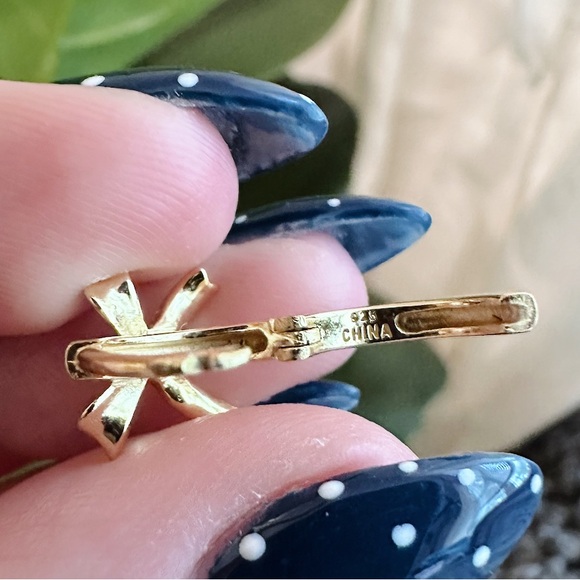 Gold Bow Earrings - Picture 3 of 3